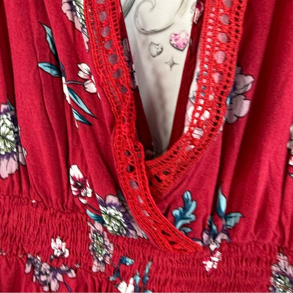 Cupshe dress long maxi white blue purple Red Floral flowers crochet detail - Picture 12 of 16